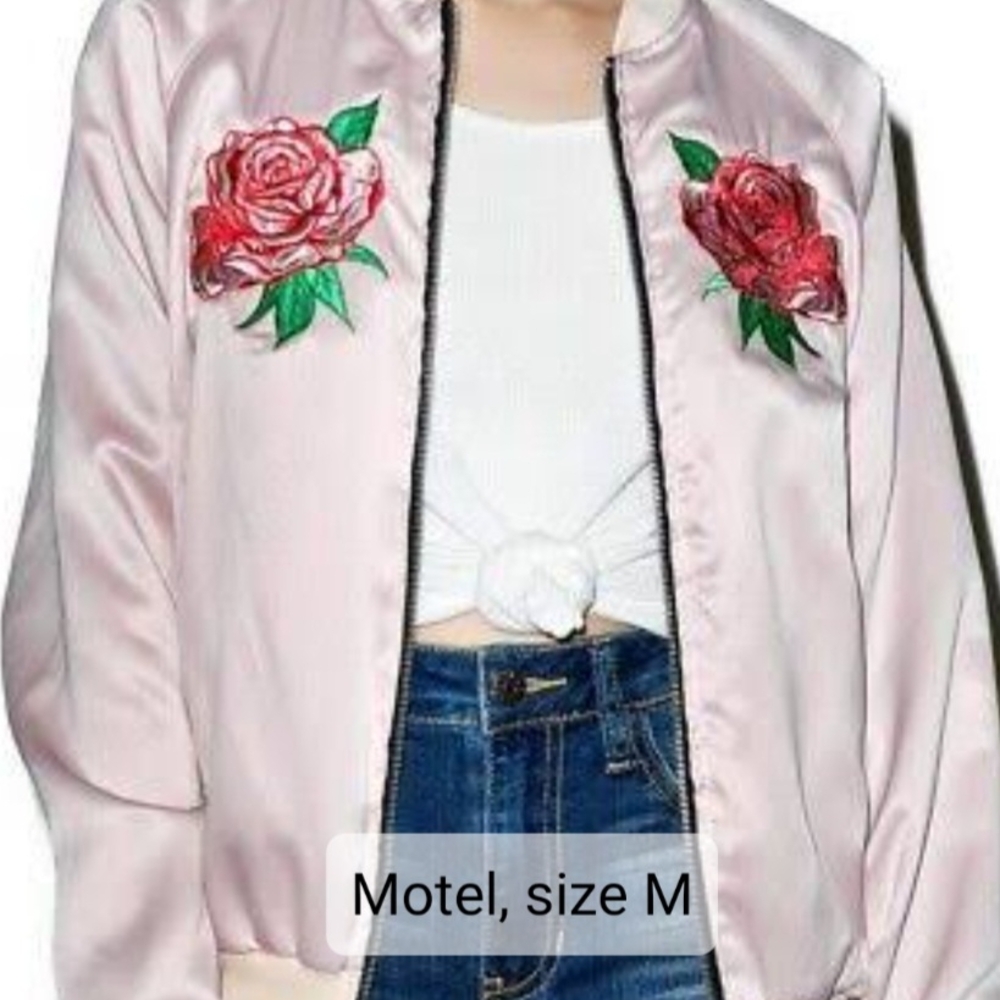 Motel Rocks Women's Pink Floral Bomber Jacket
